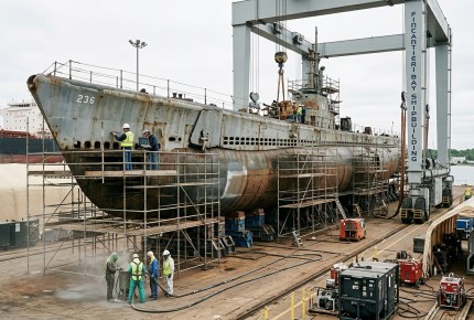 A Historic WWII Submarine Arrived at Fincantieri Bay Shipbuilding for Repairs