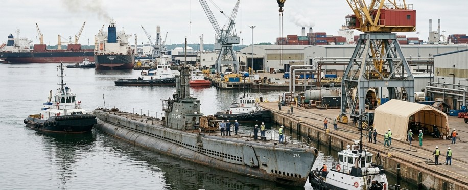 A Historic WWII Submarine Arrived at Fincantieri Bay Shipbuilding for Repairs